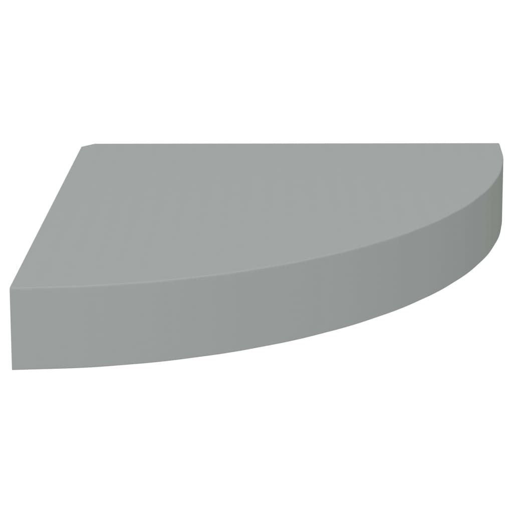 Gray Floating Corner Shelves 2-Pack for Display and Storage