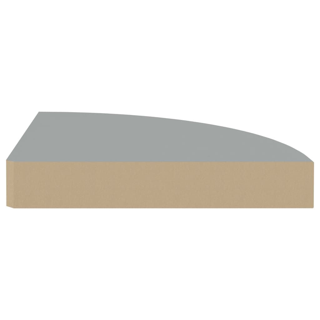 Gray Floating Corner Shelves 2-Pack for Display and Storage