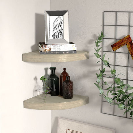 Set of 2 Floating Corner Shelves – Stylish Display for Any Room