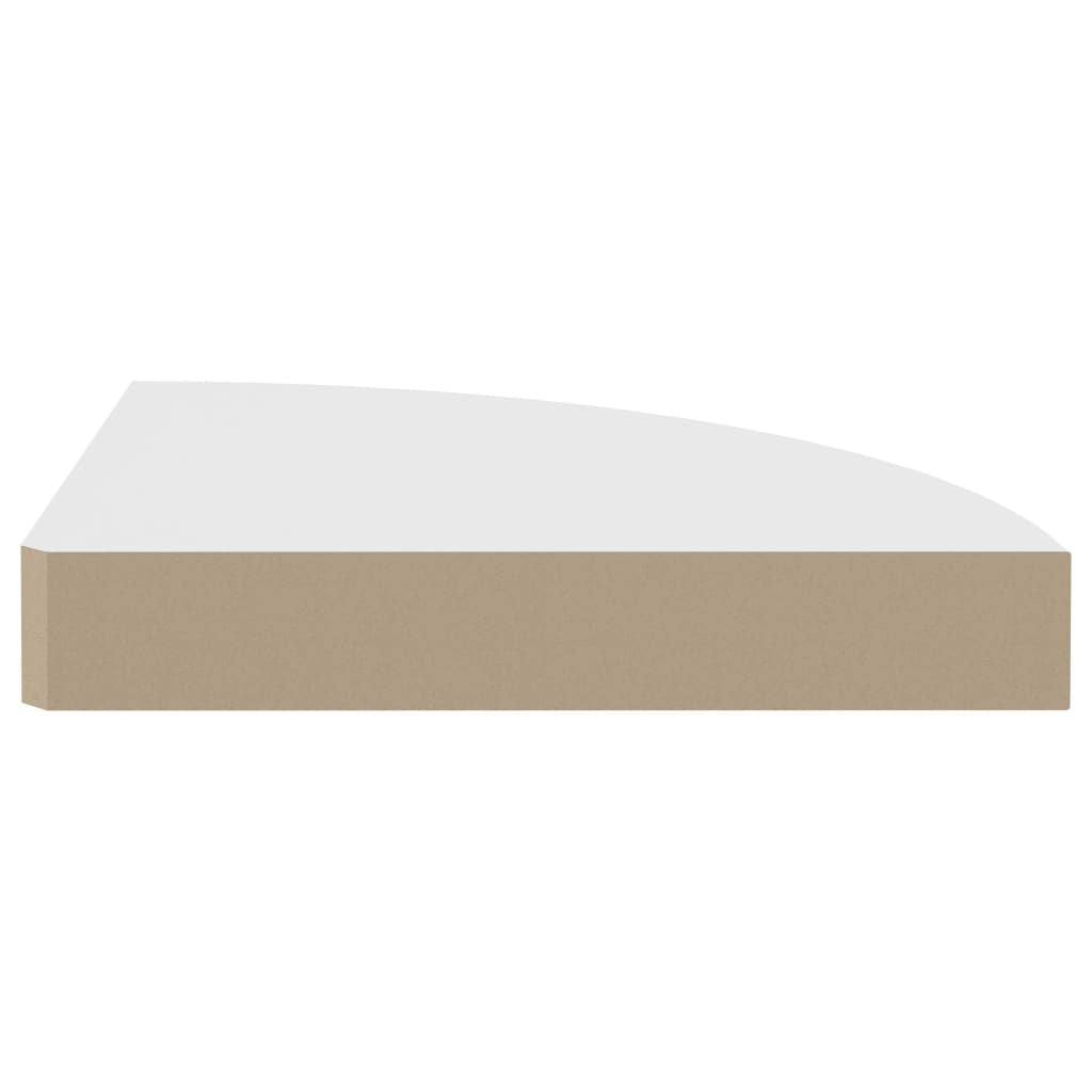 Set of 2 White Floating Corner Shelves for Display