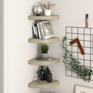 Set of 4 Floating Corner Shelves for Display and Decor