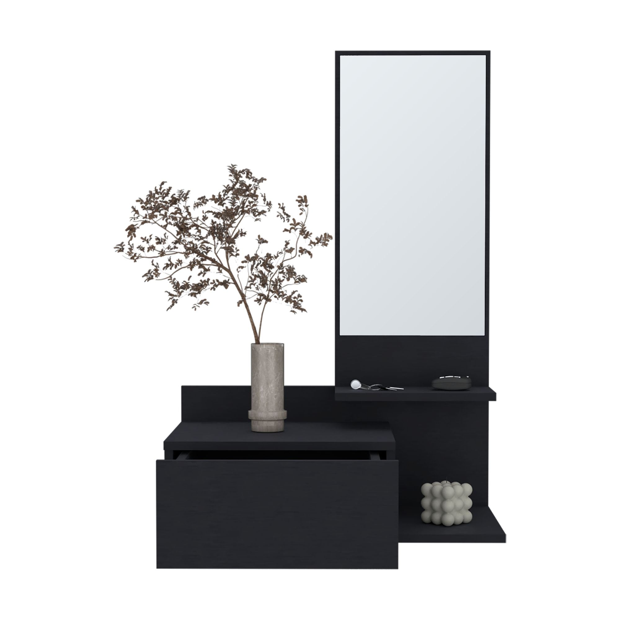 Floating Hallway Cabinet with Mirror for Entryway Storage