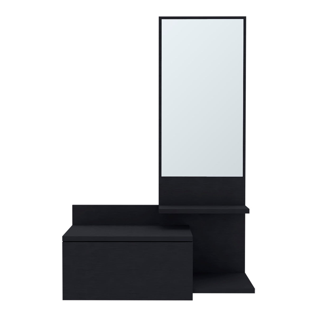 Compact Floating Cabinet Adds Mirror and Storage to a Hallway