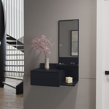 Floating Hallway Cabinet with Mirror for Entryway Storage