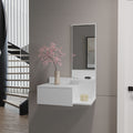 Floating Hallway Cabinet Lowell with Mirror & Drawer, White