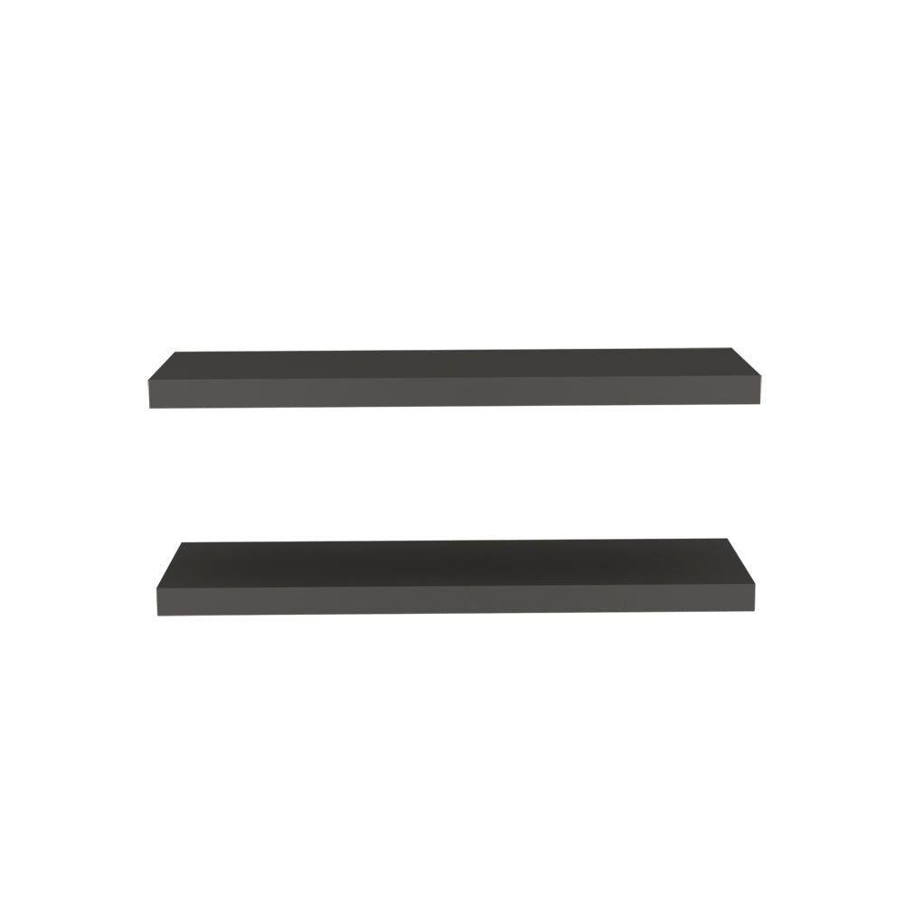 Set of Two Floating Wall Shelves in Matt Gray for Living Room Display