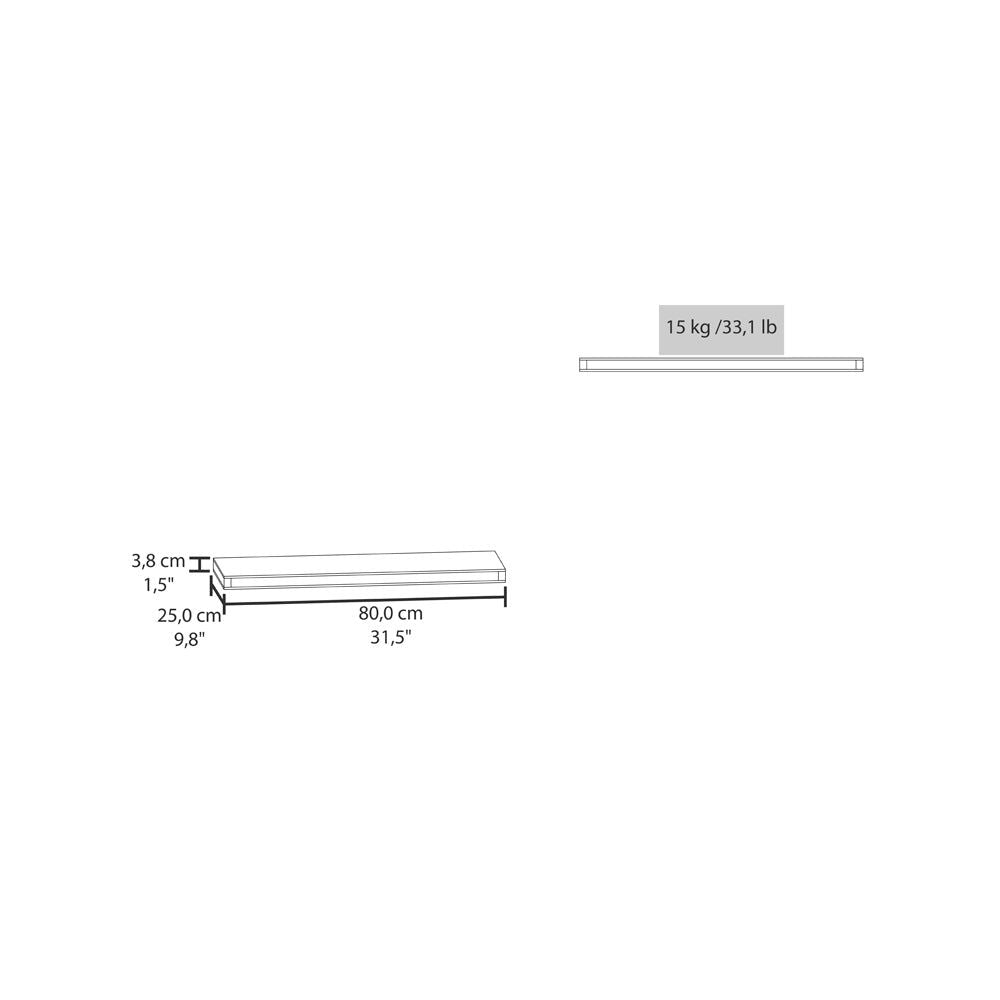 Set of Two Floating Wall Shelves in Matt Gray for Living Room Display