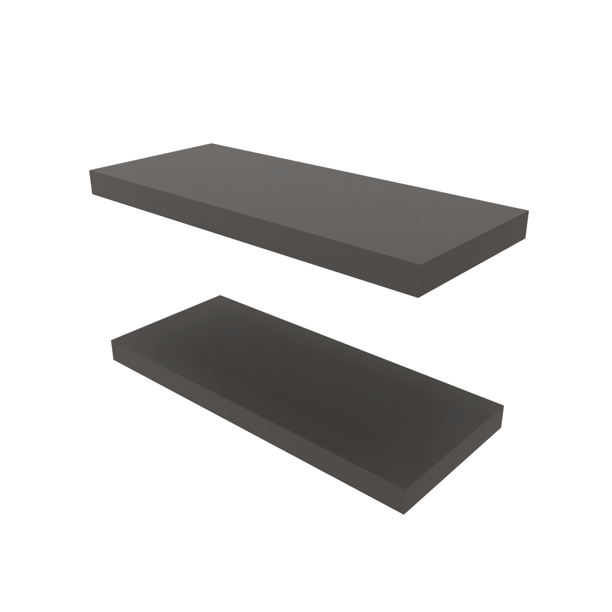 Set of Two Floating Wall Shelves in Matt Gray for Living Room Display