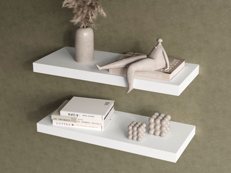 Floating Shelf Dallas Set of Two – Sleek White Manufactured Wood