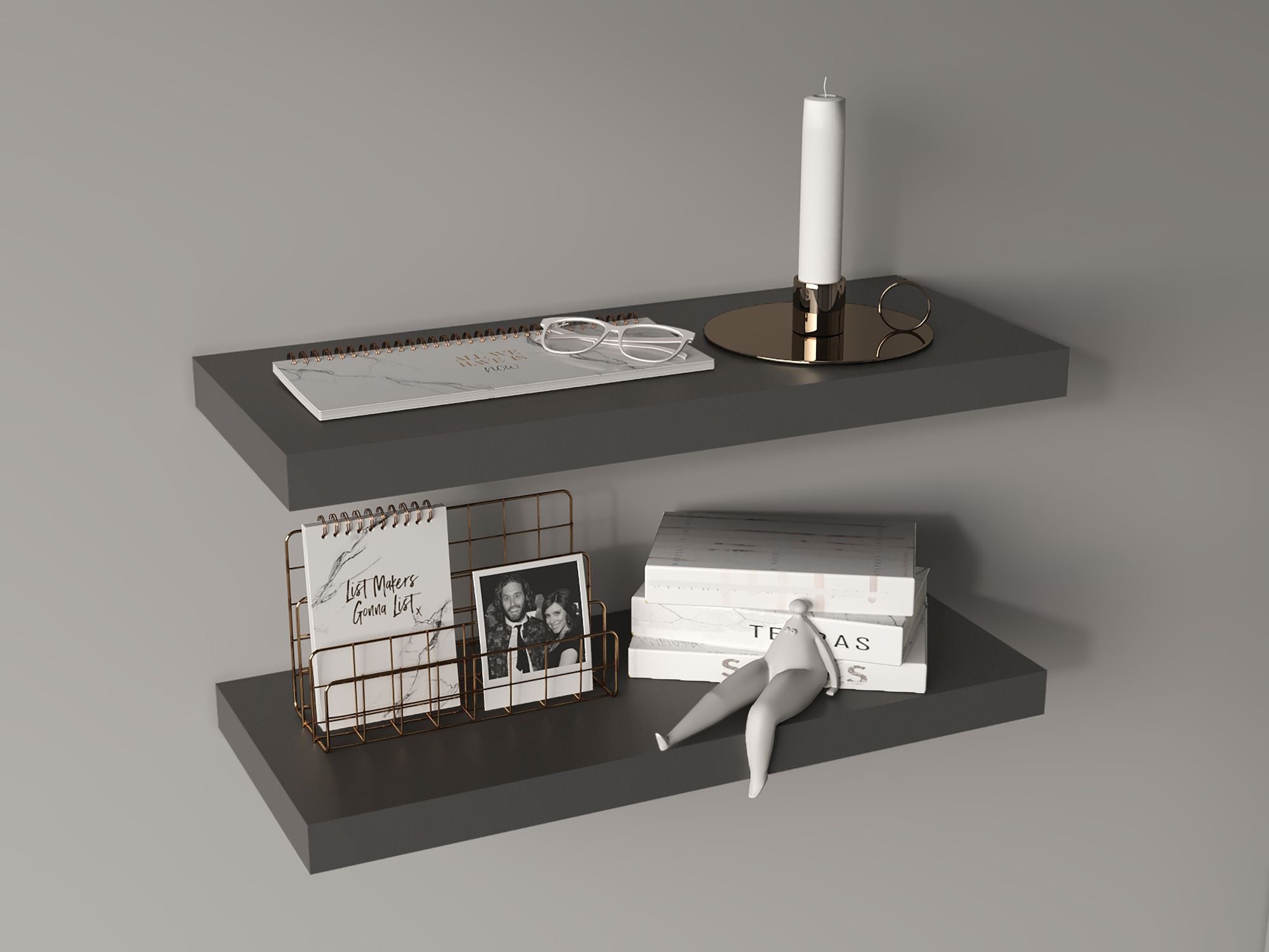 Floating Shelves Set - 2 Shelf Wall Mount Display