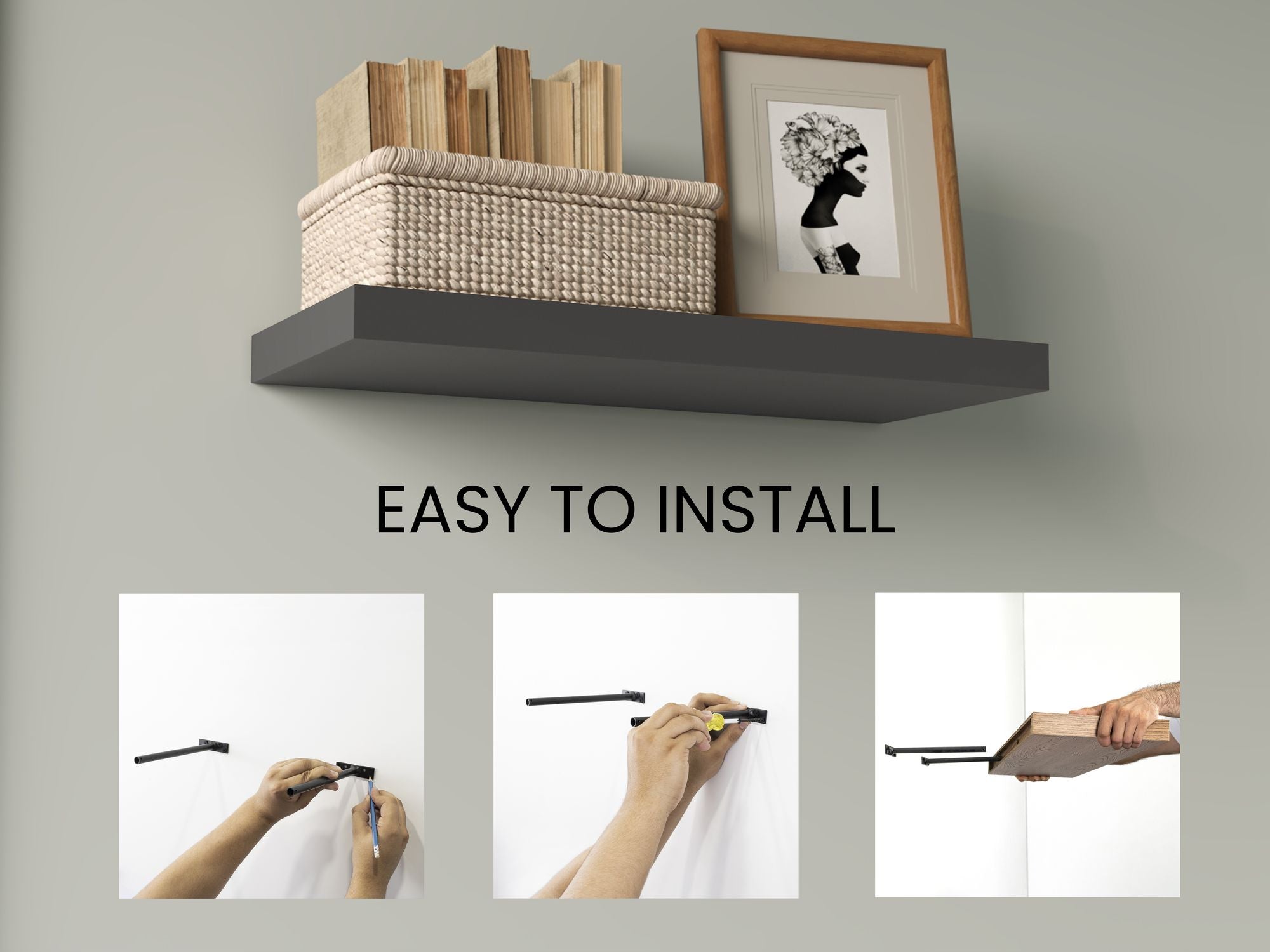 Floating Shelves Set - 2 Shelf Wall Mount Display