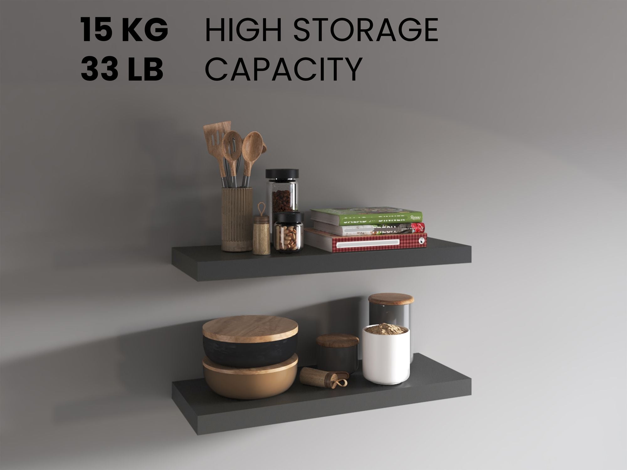 Floating Shelves Set - 2 Shelf Wall Mount Display