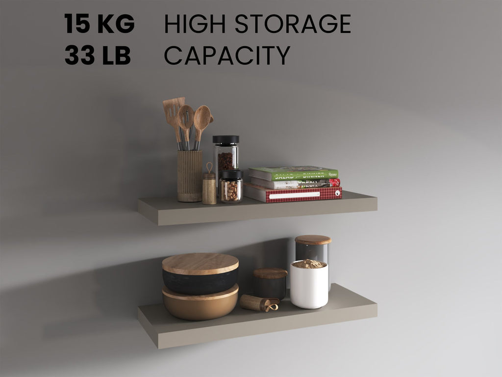 Taupe Floating Shelves for Modern Wall Display