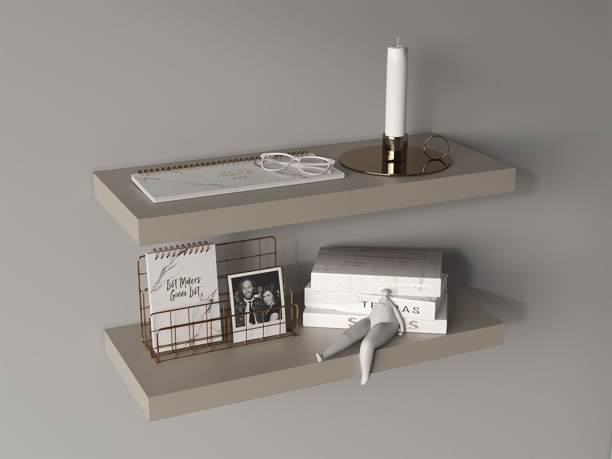 Taupe Floating Shelves for Modern Wall Display