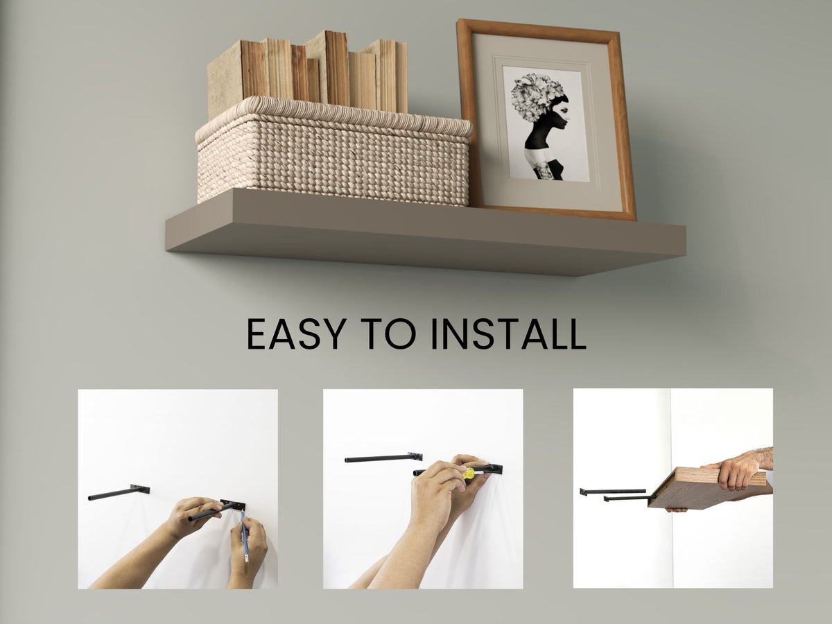 Taupe Floating Shelves for Modern Wall Display