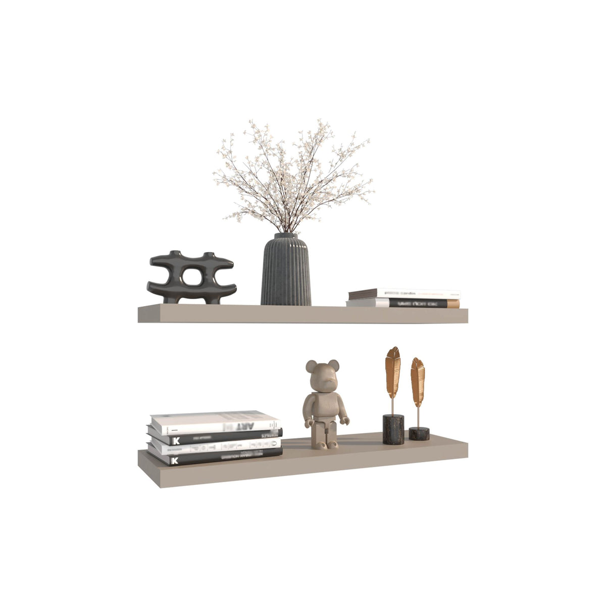 Taupe Floating Shelves for Modern Wall Display