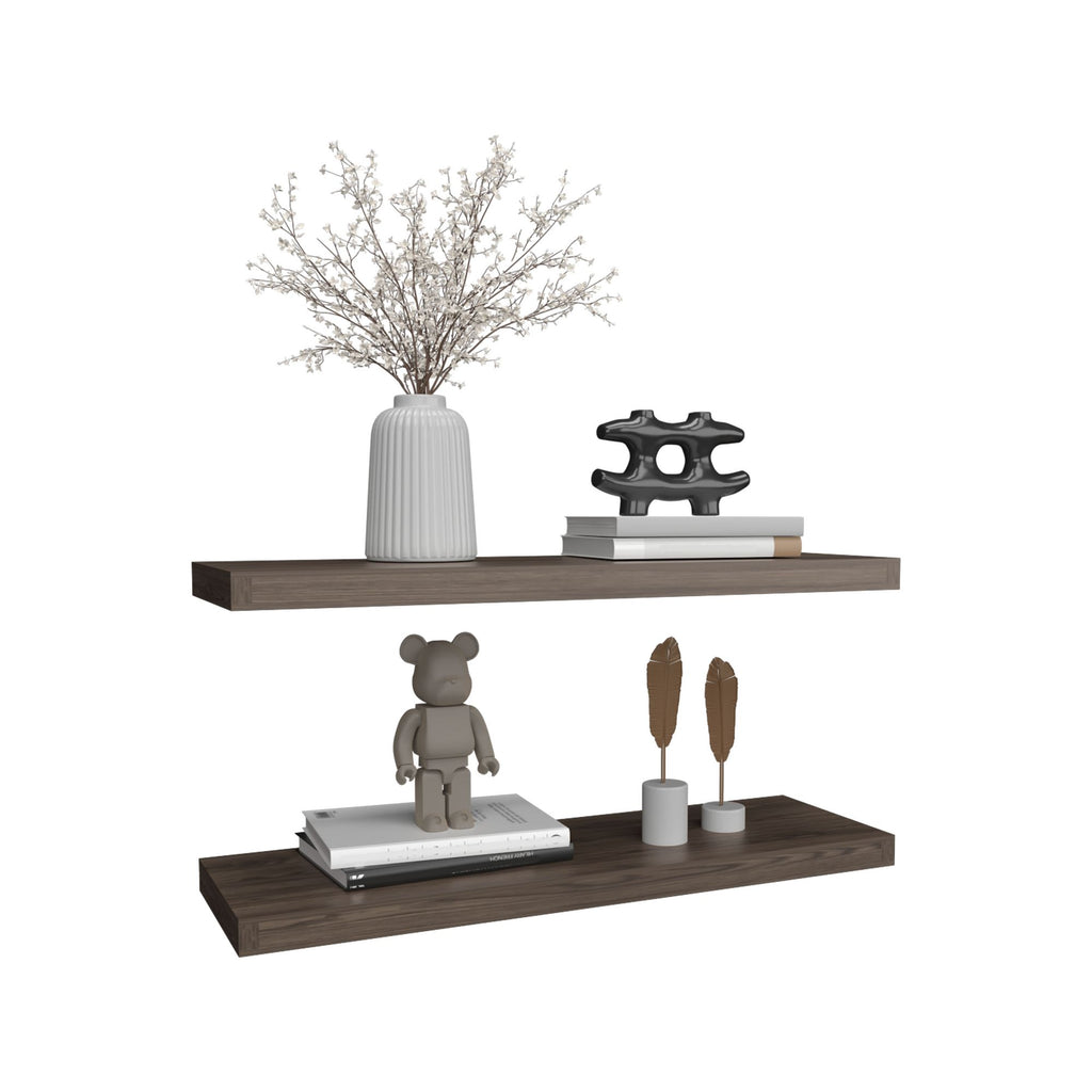 Walnut Floating Shelves for Clean Wall Display