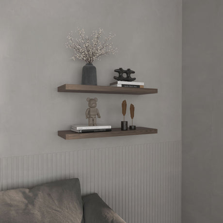 Walnut Floating Shelves for Clean Wall Display