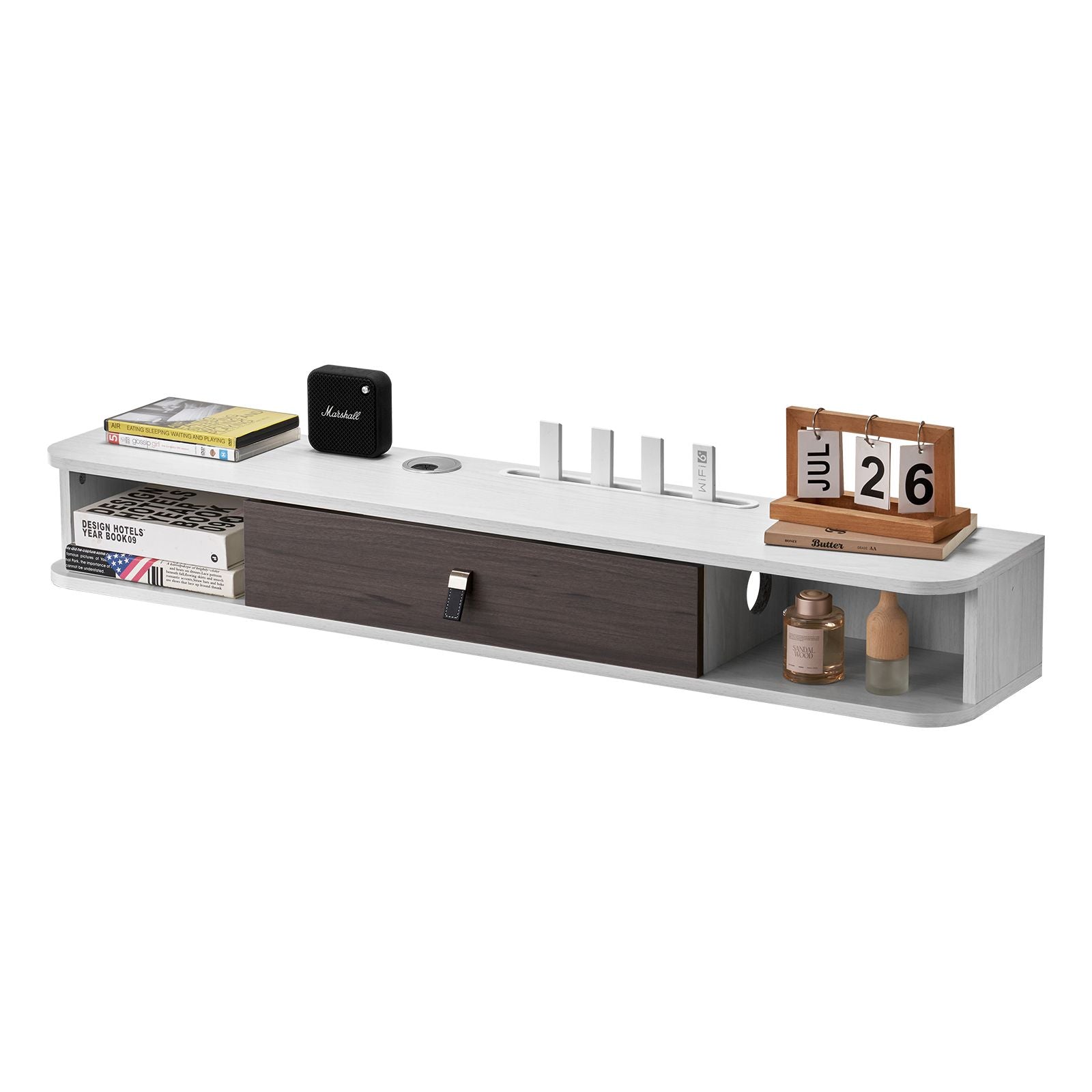 Wall Mount TV Stand with Storage Cabinets & Cable Management