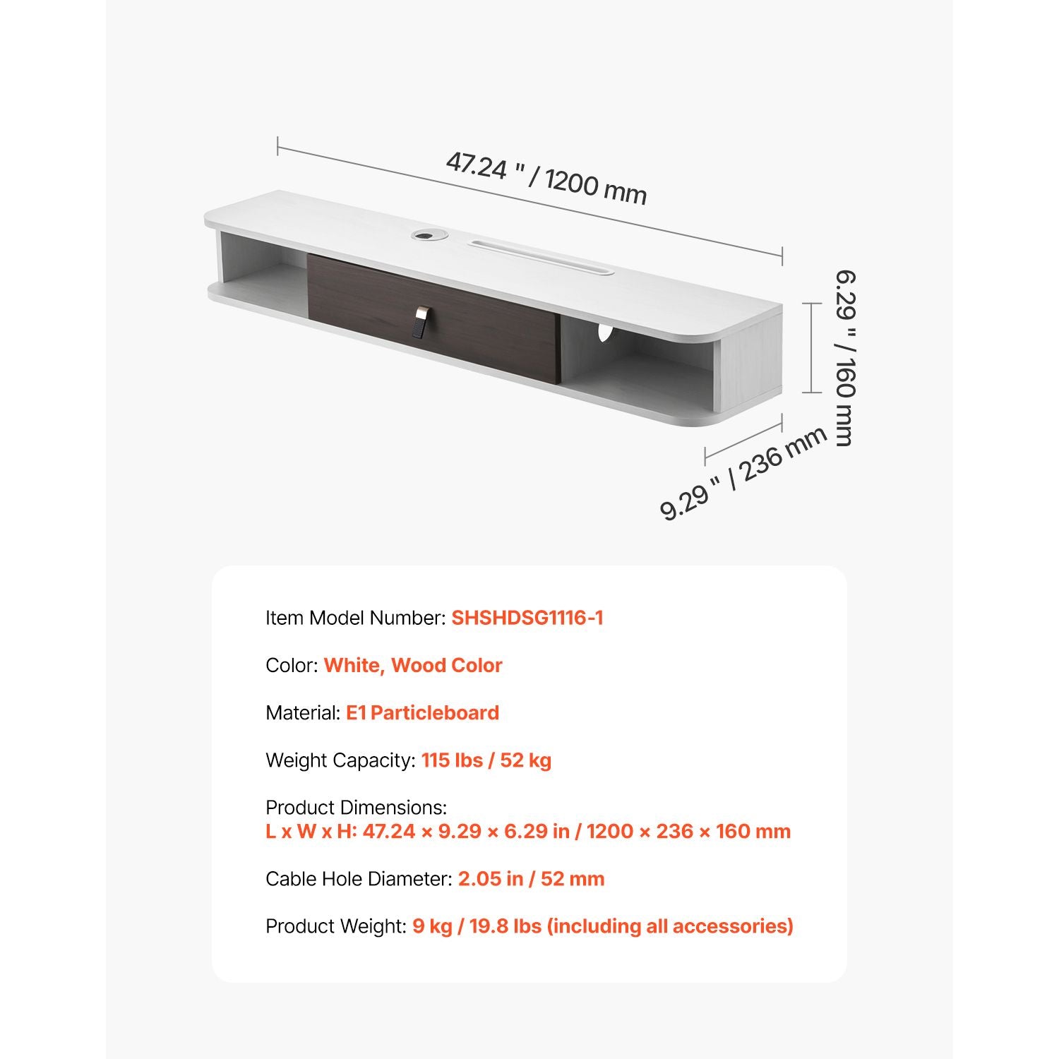 Wall Mount TV Stand with Storage Cabinets & Cable Management