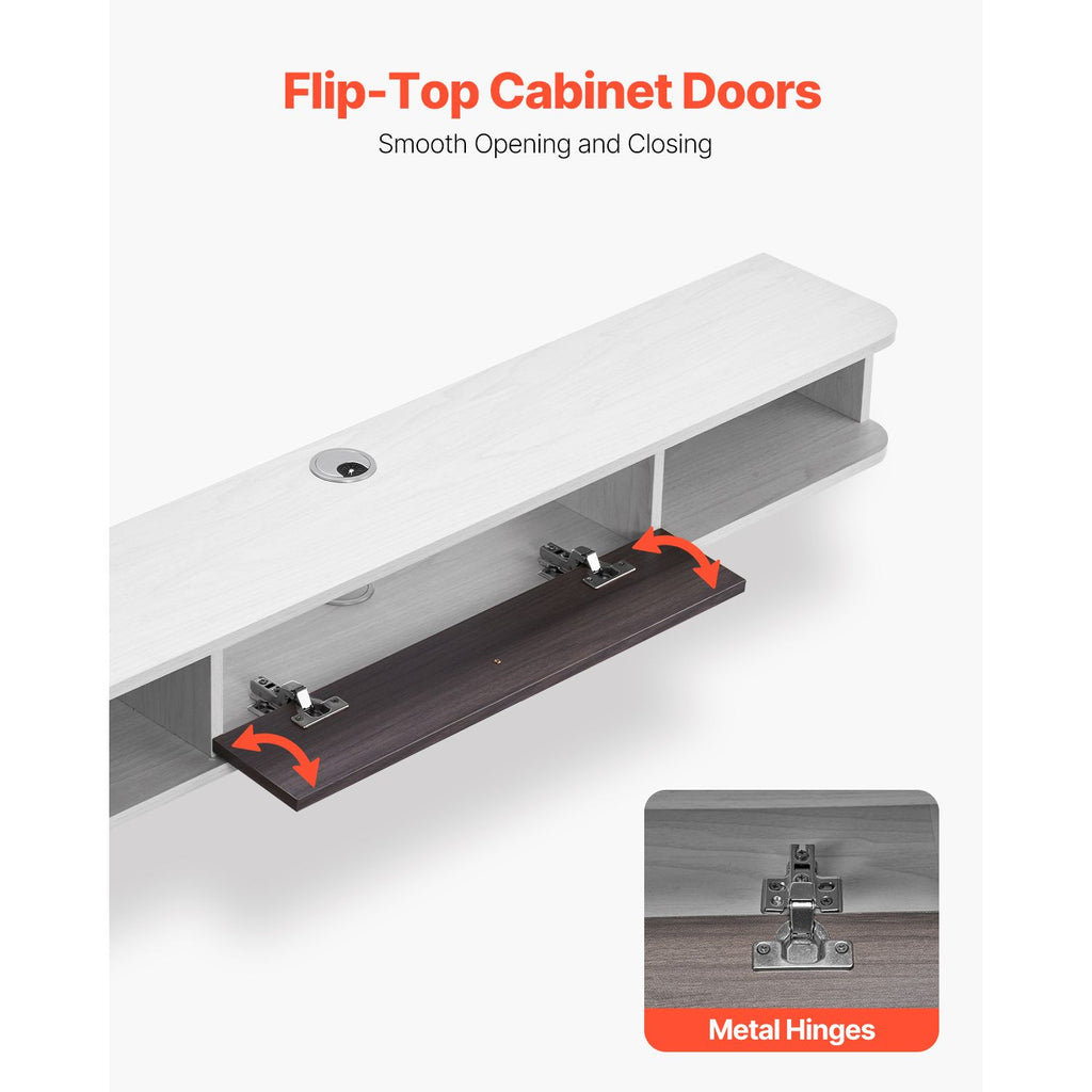 Floating TV Stand with Storage Cabinet and Cable Management