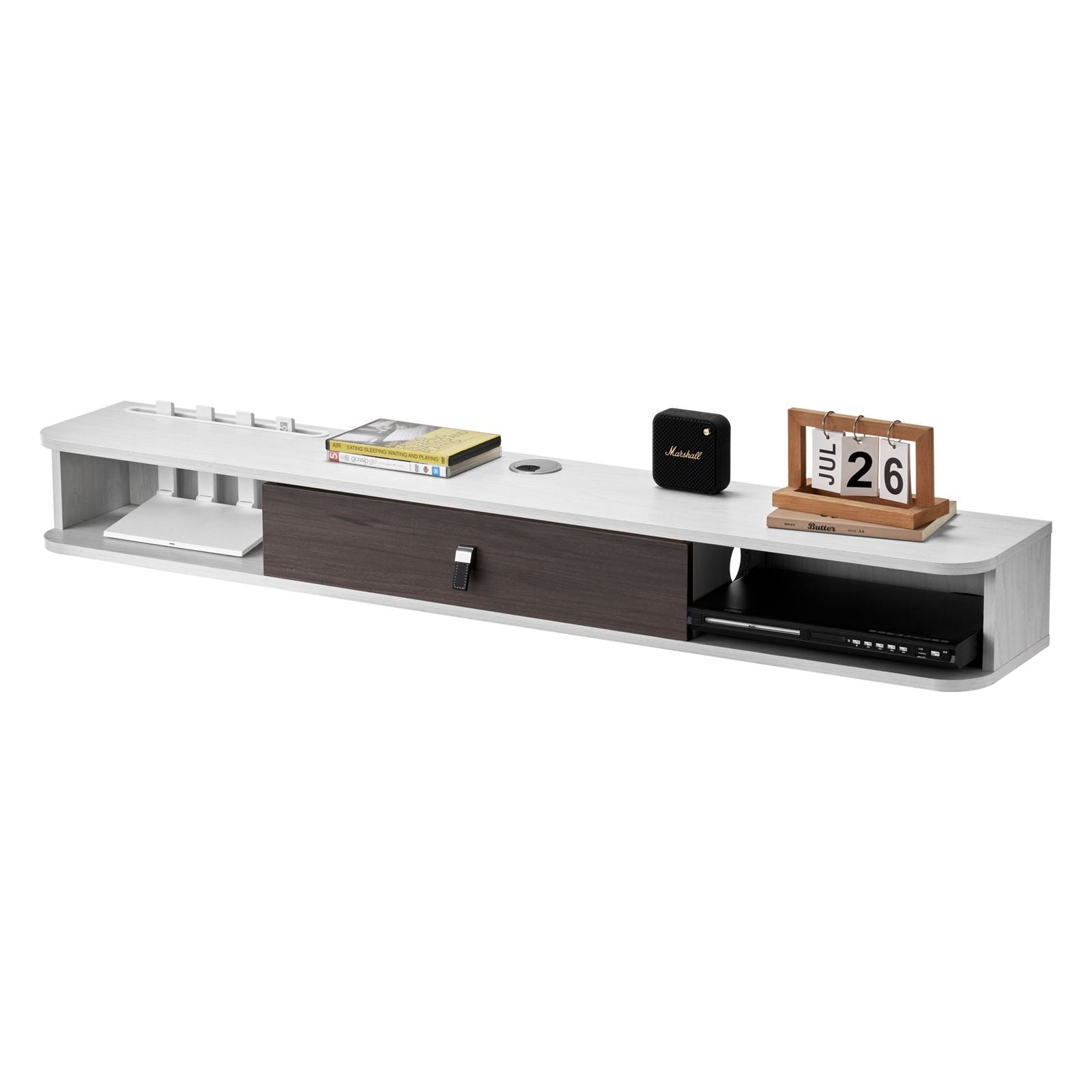 Floating TV Stand with Storage Cabinet and Cable Management