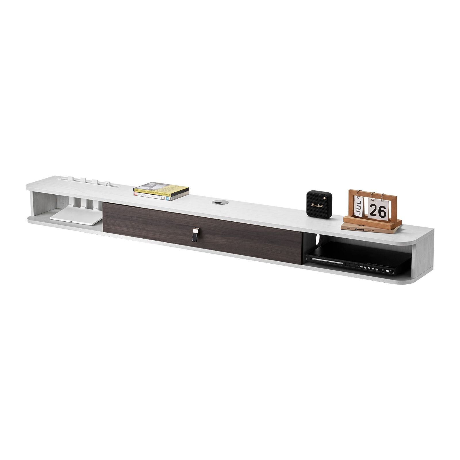 Floating TV Stand with Storage Cabinet and Cable Management
