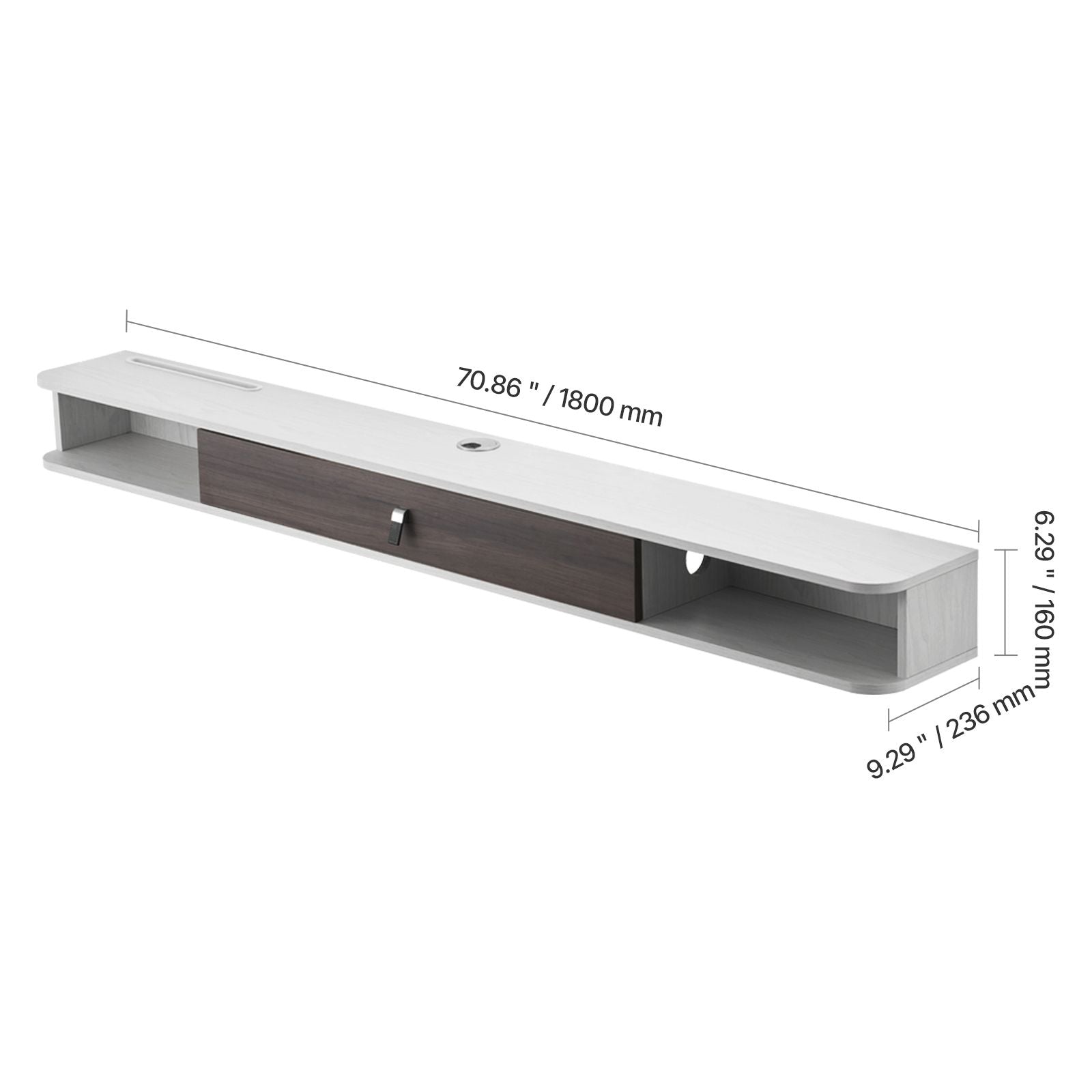 Floating TV Stand with Storage Cabinet and Cable Management