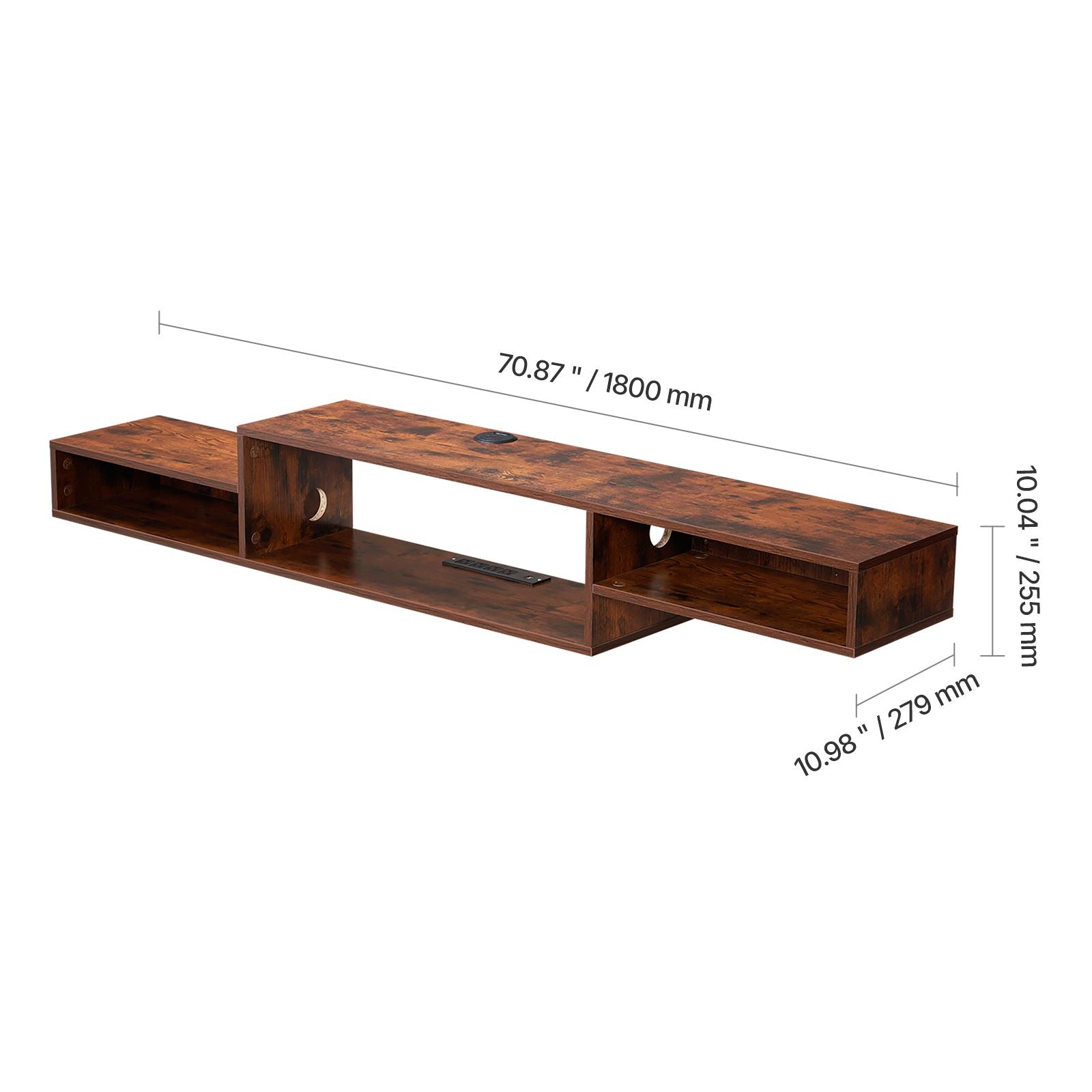 70- Floating TV Stand with Power Outlets and Storage