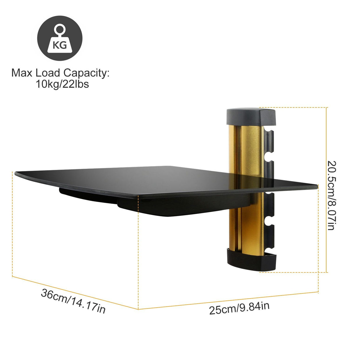 Adjustable Floating Media Shelf with Cable Management