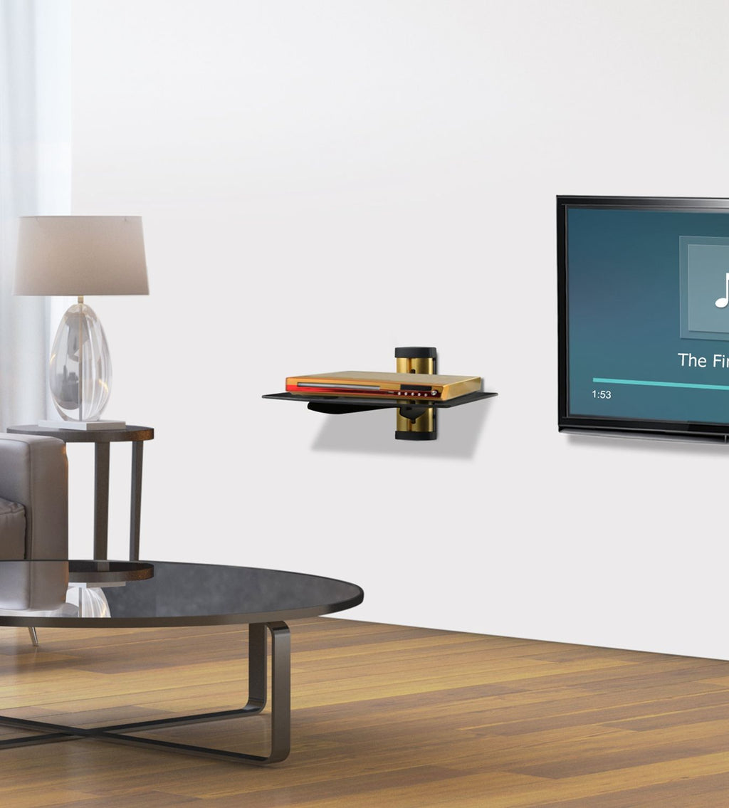 Adjustable Floating Media Shelf with Cable Management