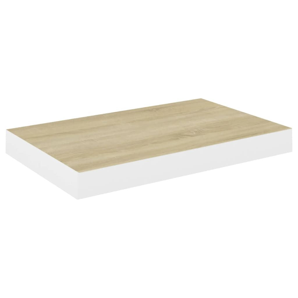 Oak and White Floating Display Shelf
