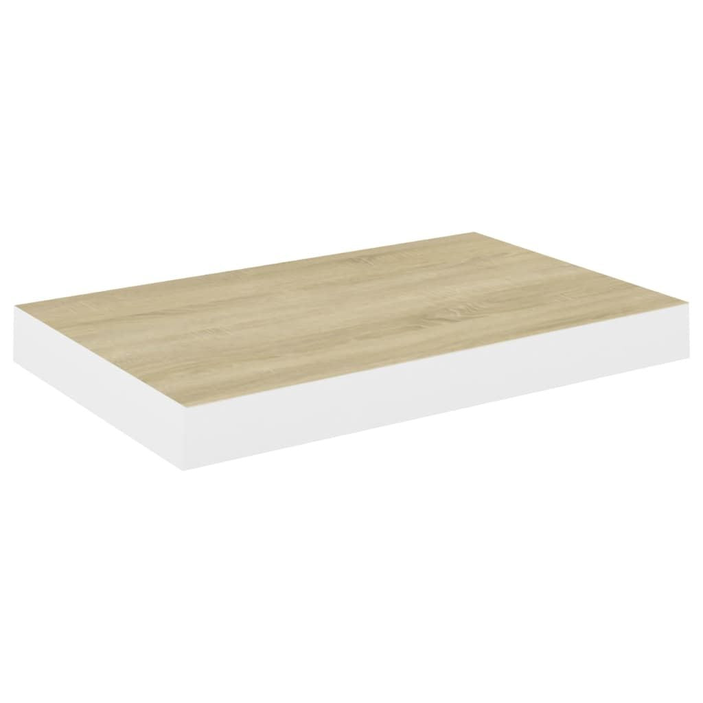 Oak and White Floating Display Shelf