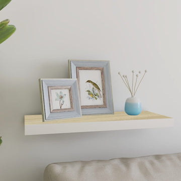 Oak and White Floating Display Shelf