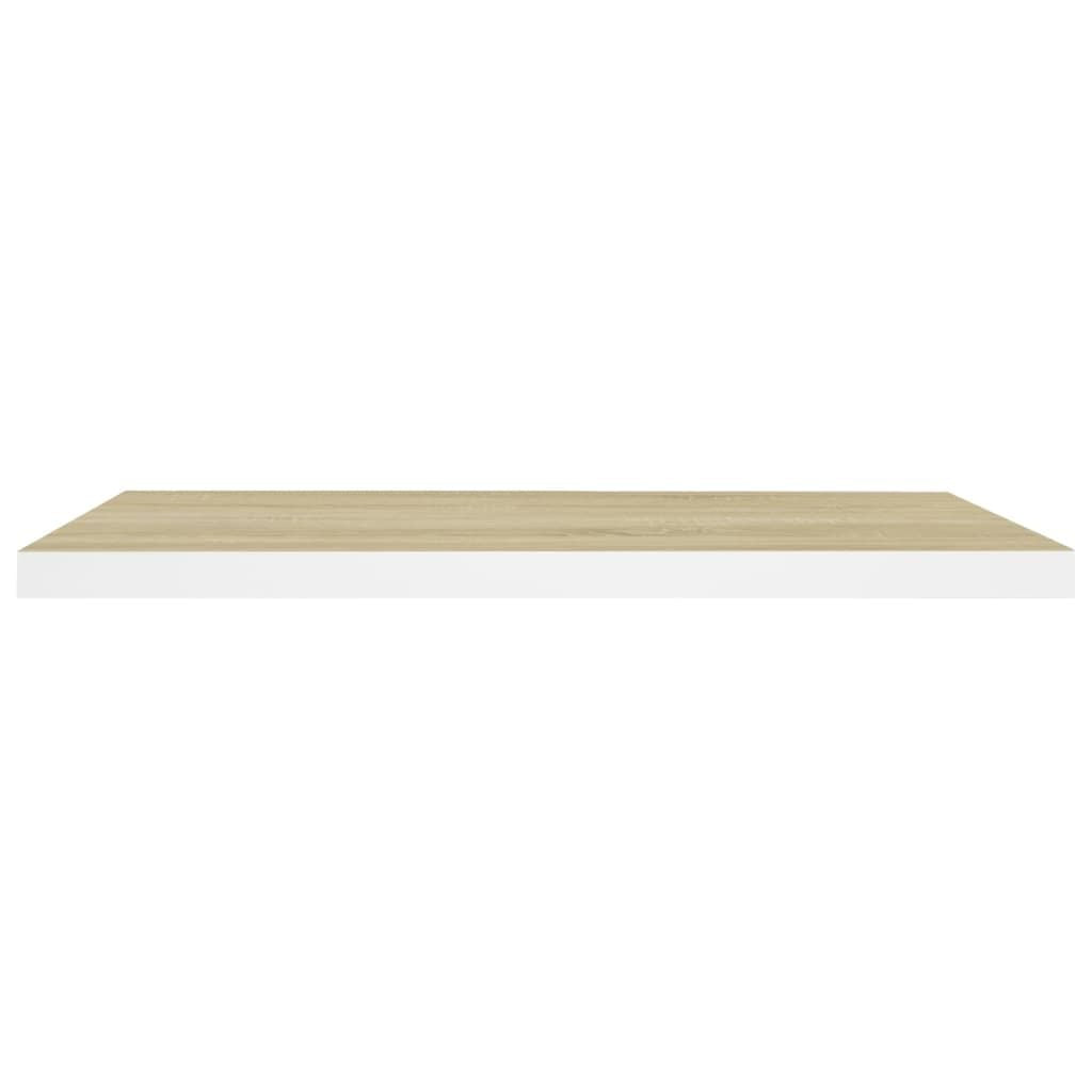 Oak and White Floating Display Shelf with Hidden Mounting