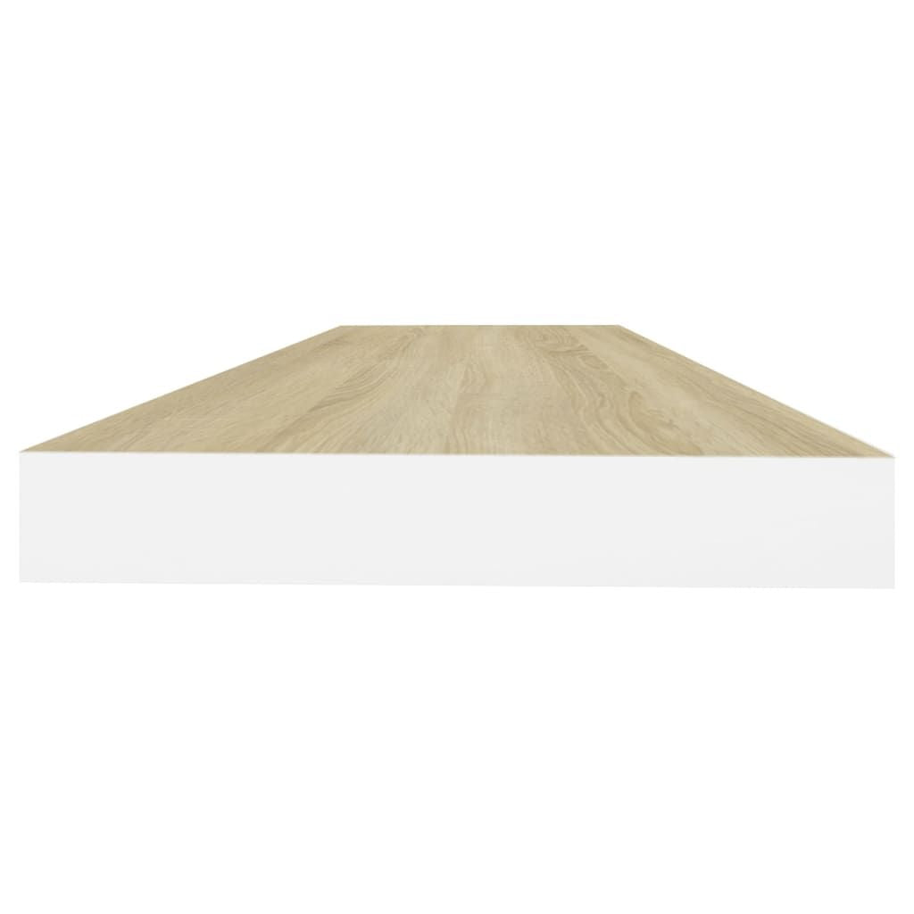 Oak and White Floating Display Shelf with Hidden Mounting