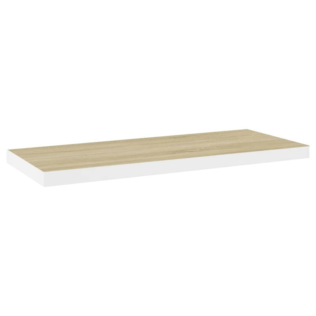 Oak and White Floating Display Shelf with Hidden Mounting