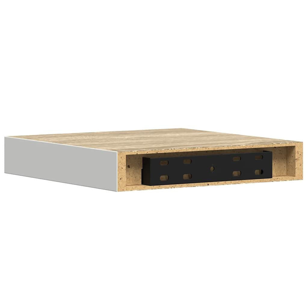 Oak and White Floating Display Shelf