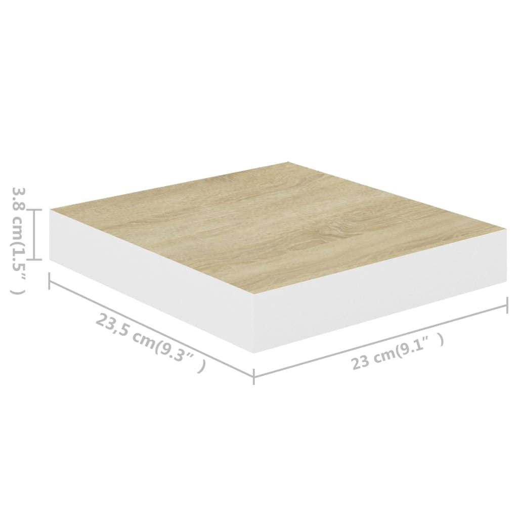 Oak and White Floating Display Shelf