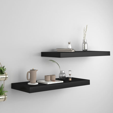 Stylish Floating Wall Shelves Set of 2 for Displaying Books and Collectibles
