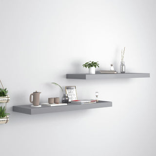 Floating Wall Shelves 2-Pack Gray – Display Books & Collectibles
