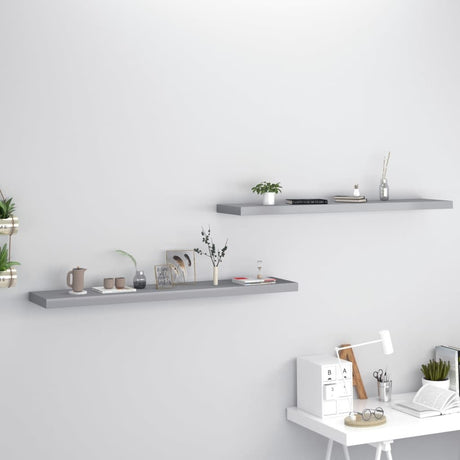 Modern Floating Wall Shelves Set of 2 - Gray, 47.2, Honeycomb MDF