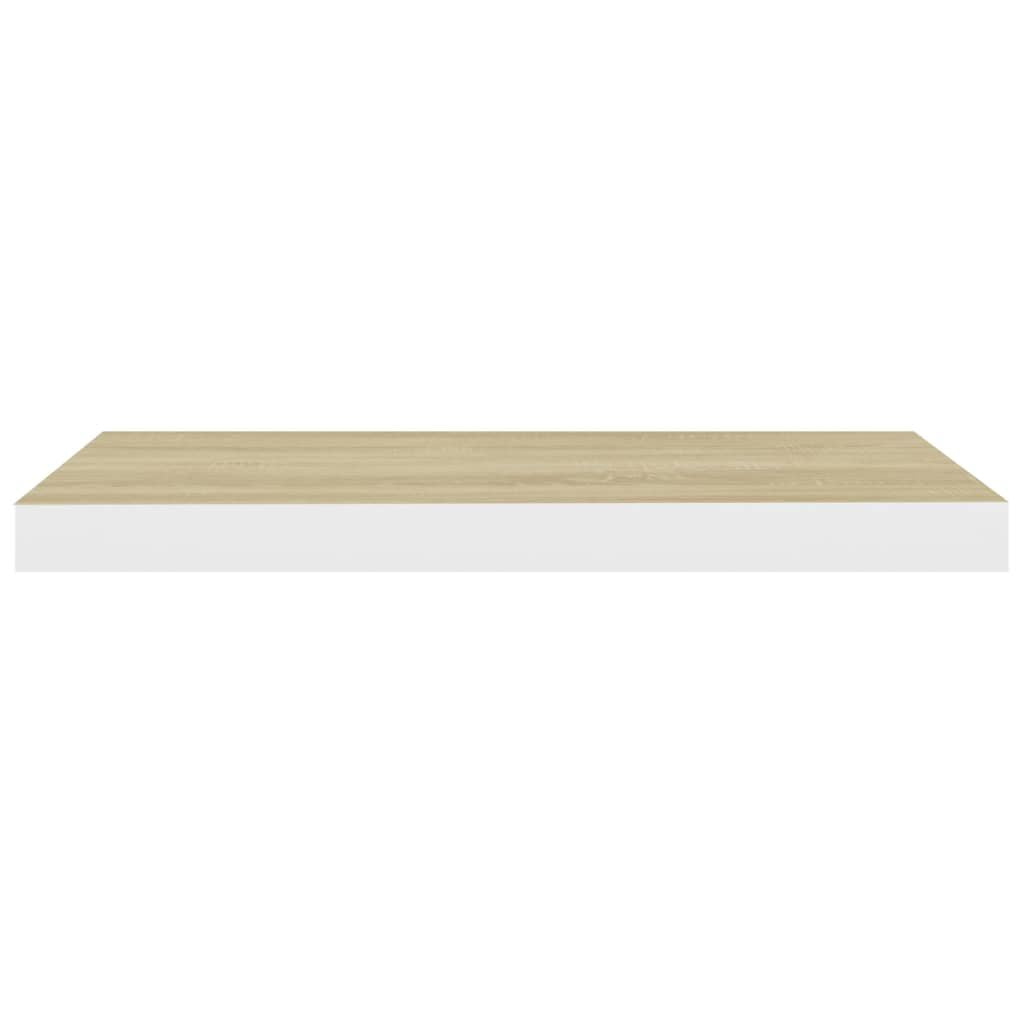 Oak and White Floating Shelves with Concealed Mounting