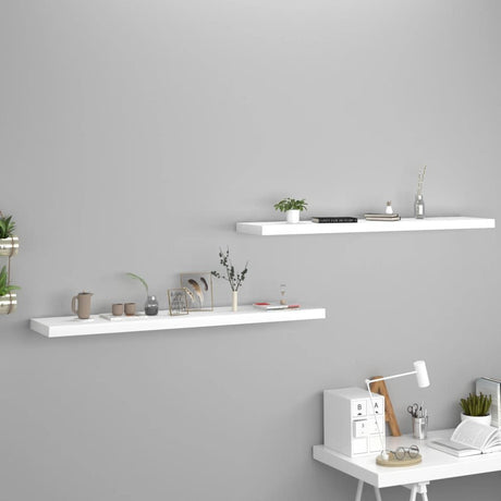 Set of 2 Floating Wall Shelves - White, 47.2"