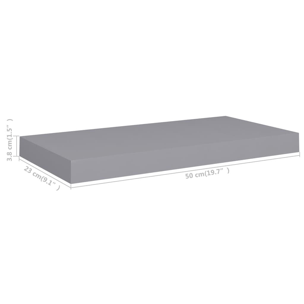Set of 4 Gray Floating Wall Shelves with Invisible Mounting