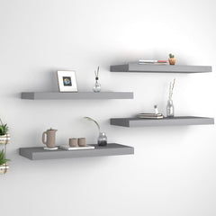 Gray Floating Wall Shelves Set of 4 – Display Collectibles with Style