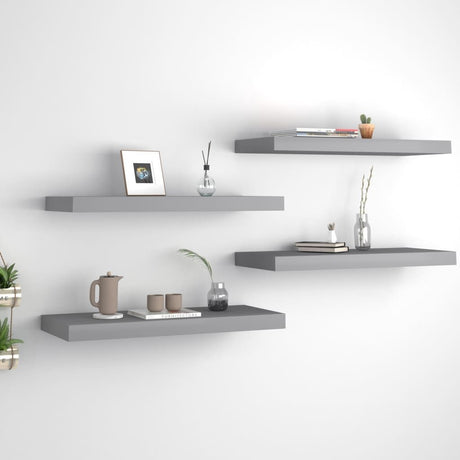Gray Floating Wall Shelves Set of 4 – Display Collectibles with Style