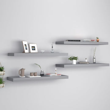 Set of 4 Floating Wall Shelves for Displaying Collectibles and Decor