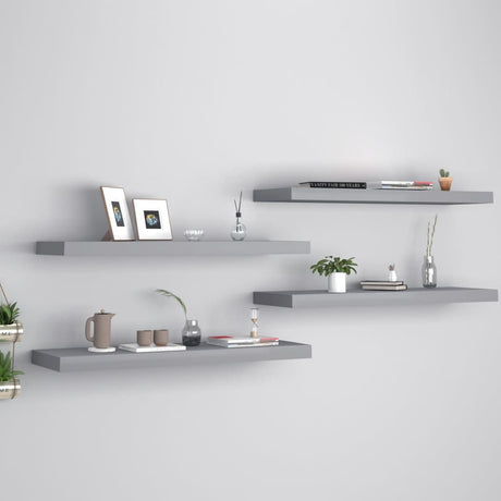 Set of 4 Floating Wall Shelves for Displaying Collectibles and Decor