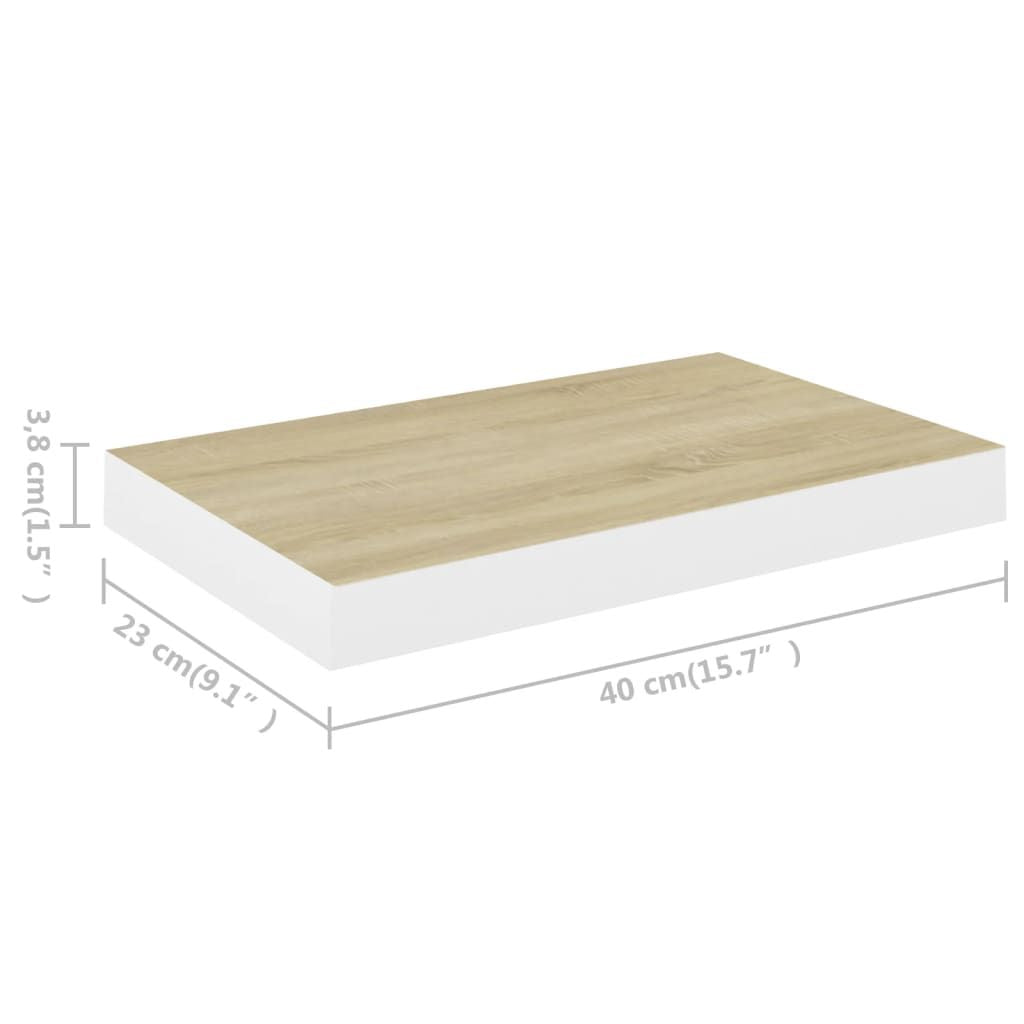 Oak and White Floating Display Shelves